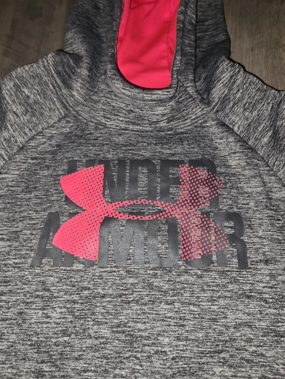 Under Armour Girls' Gray Hoodie with Pink Logo